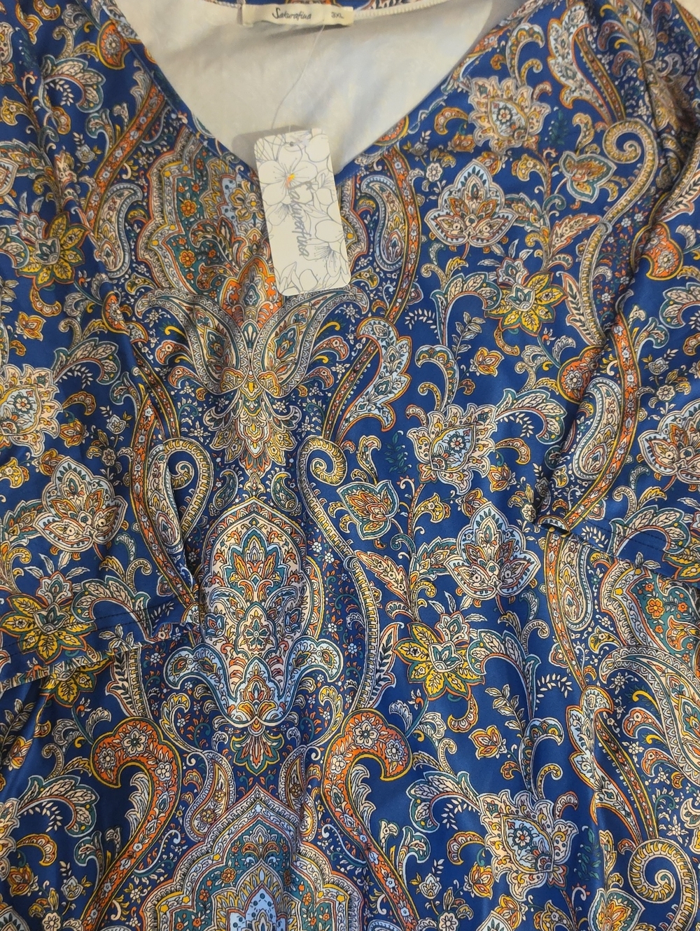 Nwt Sakurafina Blue Paisley V-Neck Blouse